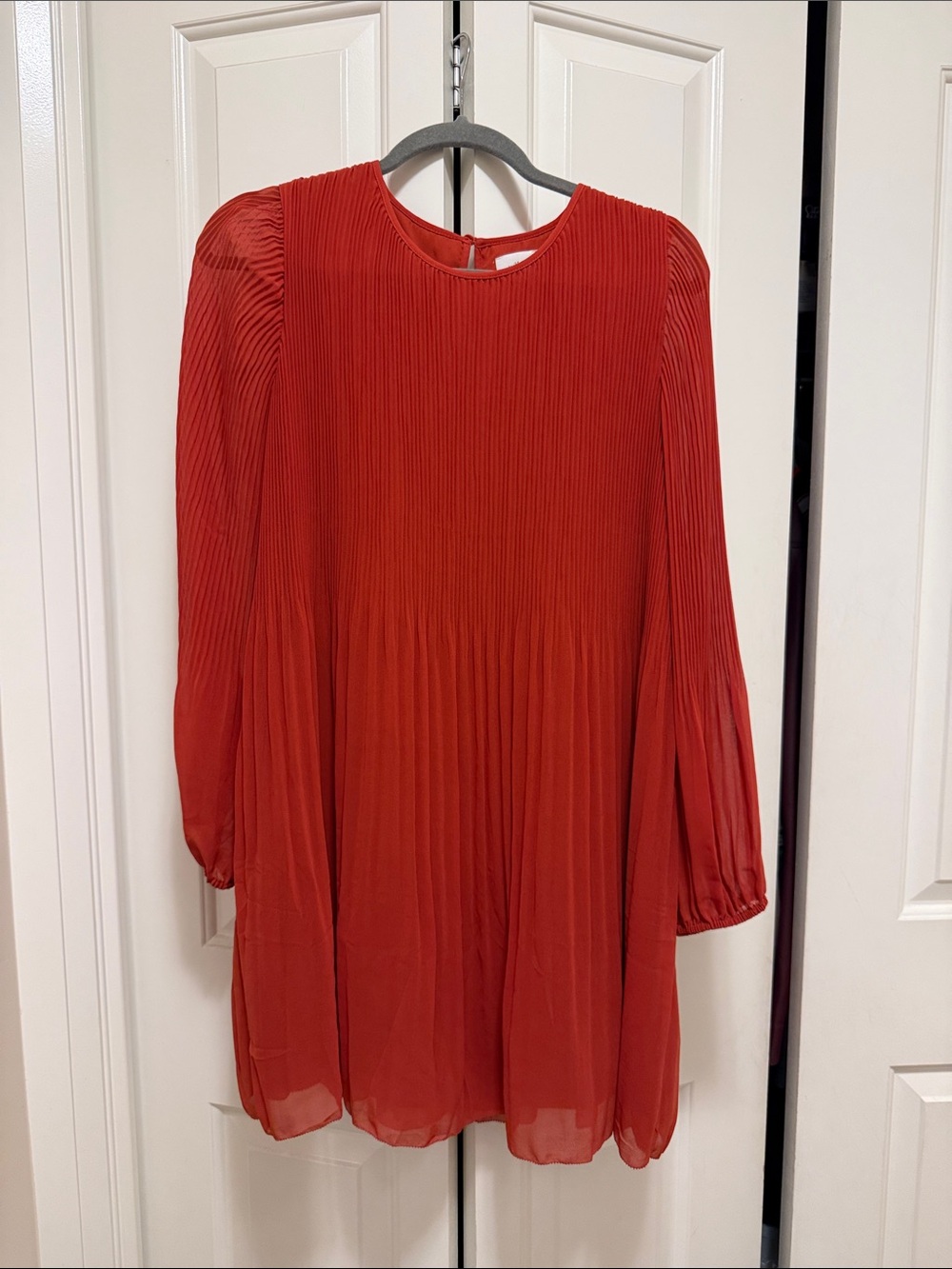 Wilfred Pleated Orange Long-Sleeve Women's Dress